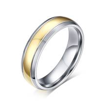 Мужские двухцветные Свадебные Кольца из титановой стали с гравировкой 6 мм, серебристого и золотого цвета 2024 - купить недорого