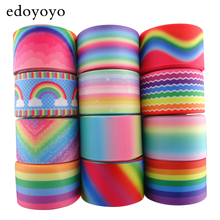 Edooyo fita de gorgorão, 1-1/2 "38mm 5 jardas, arco-íris para embalagem de presente, fita 100% poliéster artesanal 2024 - compre barato