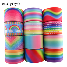 Edoyoyo 1-1/2 "38 мм 5 ярдов Радужная Grosgrain лента для подарочной упаковки напечатанная Grosgrain лента 100% полиэстер ручная работа лента 2024 - купить недорого