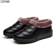 ZZPOHE Woman Fashion Winter Ankle Boots Women Soft Leather Platform Comfortable Shoes Female Warm Snow Boots Mother Flat Boots 2024 - buy cheap