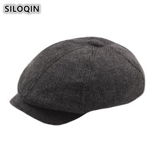 SILOQIN-gorros de algodón a rayas para hombre y mujer, Boina octogonal de mediana edad, gorro para papá, Otoño e Invierno 2024 - compra barato