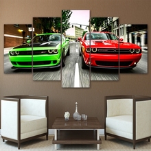 Modern HD Printed Painting Canvas Home Decor 5 Pieces Challenger Green Red Cars Landscape Poster Frame Wall Art Pictures PENGDA 2024 - buy cheap