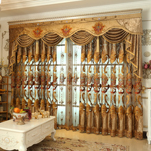 Cortinas para sala de estar, bordadas con flores, persiana de tul, color dorado, de lujo, para dormitorio y ventanas 2024 - compra barato