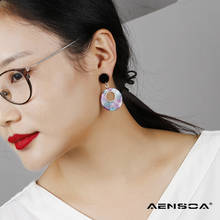 AENSOA Acrylic Resin Dangle Earrings For Women Geometric Circle Tortoiseshell Earrings Acetate Brincos Girls Fashion Jewelry 2024 - buy cheap