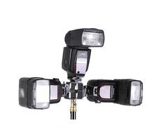All-metal 3 in1 Tri-Hot Shoe Mount Adapter for Flash Speedlite Holder Bracket Light Stand Black 2024 - buy cheap