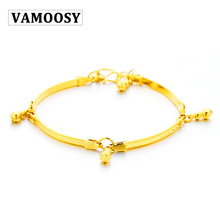 Vamoosy 24 k chapeamento de ouro cor pulseira feminina senhoras festa brilhante pulseiras para mulheres menina amizade pulseira jóias 2024 - compre barato