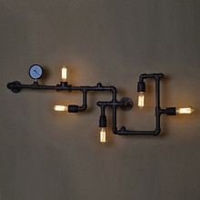 Luz de pared Industrial para decoración del hogar, lámpara con diseño de tubería de hierro antiguo RH, candelabro de mesita de noche, iluminación interior, Loft, Vintage 2024 - compra barato