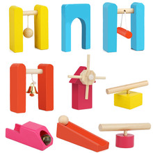 Juego de mesa de dominó Montessori para niños, bloques de dominó de colores de madera, arcoíris, juguetes educativos 2024 - compra barato