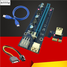 Riser VER009S 0,6 м светодиодный PCIE PCI-E 1X к 16X Riser Card 15Pin SATA к 6Pin питания позолоченный USB 3,0 для BTC Биткоин Майнер Майнинг 2024 - купить недорого