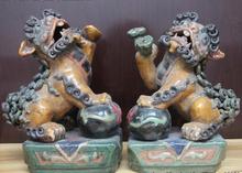 Estátua de porcelana wucai foo cachorro leão kylin, famosa entrega popular chinesa 2024 - compre barato