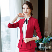 IZICFLY Red Blazer Set with Skirt office clothes For Women Uniform Lady tailleur femme jupe et veste elegant 2 Piece Skirt Suit 2024 - buy cheap