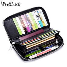 WESTCREEK Brand Genuine Leather RFID Zipper Men Phone Clutch Bag Women Minimalist Wristband Wallets Coin Purse Passport Wallets 2024 - buy cheap