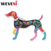 WEVENI Enamel Alloy Whippet Dog Brooches Pin For Scarf Clothes Decoration Cartoon Animal Jewelry Women Girl Teens Accessories 2024 - buy cheap