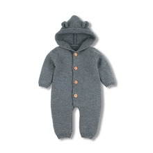 Autumn Newborn Baby Girl Rompers Fashion Hooded Long Sleeve Toddler Boys Jumpsuit Onesie Infant Bebes Knitted Overall Children's 2024 - buy cheap