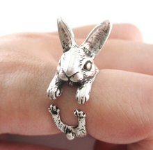 Anillo de moda de conejito en forma de conejo, Animal alrededor del anillo para mujeres, regalo de chica 2024 - compra barato