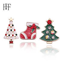 Christmas Tree Stockings Enamel Pins Crystal Brooch Pin Christmas Gifts Broche Femme Bijoux lapel pin Metal Jewelry Women 's Gif 2024 - buy cheap