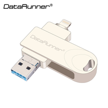Datarunner-pen drive rotativo 3 em 1, usb 128 otg, 3.0 gb, 64gb, 32gb, 16gb, 8gb, compatível com ios/android/pc 2024 - compre barato