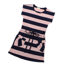 Dress for Teenage Girls Summer  Dress Casual Style  Stripe Girl School Dress Cotton  Girls Clothes 6 8 10 12 13 14 Year 2024 - buy cheap