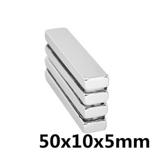 1 шт. класс N35 Неодимовый магнит супер сильный NdFeB квадратный магнит никелированные промышленные редкоземельные магниты 50*10*5 мм Mayitr 2024 - купить недорого