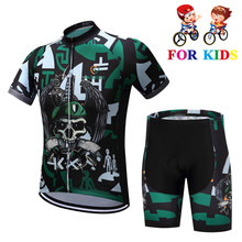 Conjunto de roupas para ciclismo infantil, roupas para meninos e meninas, camisa de manga curta com shorts acolchoados, conjunto de roupa esportiva para ciclismo mtb 2024 - compre barato