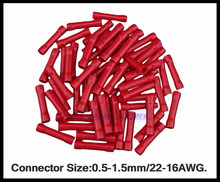 100pcs/Lot BV1 Red 0.5-1.5mm2 Full Insulating Wire Connector Butt Connectors Crimp Electrical Wire Splice Terminal BV 2024 - buy cheap