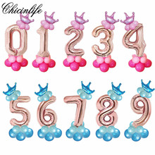 Chicinlife-globo con número para fiesta de cumpleaños, 14 piezas, oro rosa, niño y niña, 1er cumpleaños, Baby Shower, boda, aniversario, decoración 2024 - compra barato