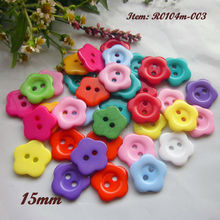 100pcs Mixed color 15mm flower shape buttons Resin 2 holes Decoration Clothing Accessories Sewing Buttons 2024 - buy cheap