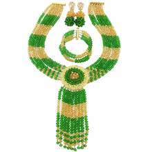 Зеленый цвет шампанского золото AB Кристалл Африканское ожерелье нигерийские бусы Набор украшений для женщин 6CXLS08 2024 - купить недорого