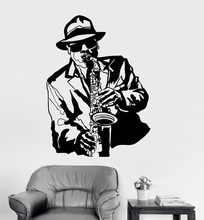 Vinyl wall applique jazz musician music black african man sticker bar nightclub poster home art design decoration 2YY14 2024 - buy cheap