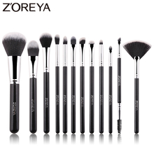 Zoreya Brand Comfortable Synthetic Hair Profession Black Makeup brushes Powder Foundation Blush Small Fan 12Pcs Make Up Set 2024 - buy cheap