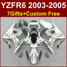 R6 custom fairing parts for YAMAHA r6 Motorcycle fairings sets 03 04 05 YZF R6 2003 2004 2005 black flame fairing kits LOTE 2024 - buy cheap
