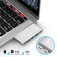 Rocketek adaptador hub usb 3.0 tipo c, leitor de cartão sd/tf, de interface de alimentação para macbook pro, acessórios para computador e laptop 2024 - compre barato