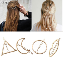 Qingwen Trendy Woman Hair Accessories Triangle Hair Clip Pin Geometric Alloy Retro Moon Circle Hairgrip Barrette Girls CE0540/w 2024 - buy cheap