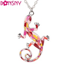 Bonsny-collar de lagarto Gecko con esmalte de aleación, colgante de cadena larga, accesorios de joyería para mujer 2016 2024 - compra barato