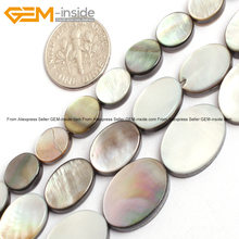 Gem-inside muchos tamaños Natural gris labio óvalo plano Cuentas de concha para la fabricación de joyas pulsera collar 15 pulgadas DIY Beads Jewellery 2024 - compra barato