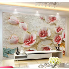 wellyu papel de parede Custom wallpaper Fashion resin flower relief TV background wall European decorative painting mural 2024 - buy cheap