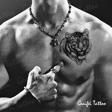 Временные татуировки наклейки водонепроницаемый Мужская sexy products cool властная головы тигра конструкции поддельные передачи тела Грудь татуировки 2024 - купить недорого