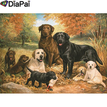Diafai 5d pintura diamante 100% completa quadrada/redonda broca "animal cachorro família" bordado ponto cruz decoração 3d a21846 2024 - compre barato