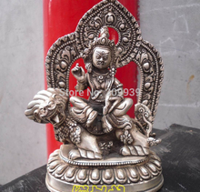 huij 0066623 18 cm tall Tibetan Buddhist bronze coated silver God of wealth buddha statue 2024 - buy cheap