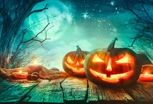 Cenários de fotografia de halloween, lanternas de abóbora em madeira, plano de fundo de noite estranho para estúdio fotográfico, pano de vinil personalizado 2024 - compre barato