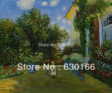 Hand Painted Canvas Oil Paintings Famous Artists - La Casa Della Artista by Claude Monet Horizontal Free Shipping 2024 - buy cheap