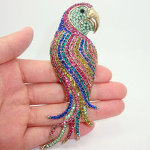 Retro Style Parrot Bird Animal Brooch Pin Pendant Color Rhinestone Crystal 2024 - buy cheap