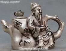 Chinese Anyique Silver Li Bai Hold Bowl Handle Wine Teapot Flagon Kettle Jug Pot 2024 - buy cheap