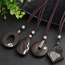 New Men Women  Necklace Handmade Vintage Resin Wood Statement Necklaces & Pendants Long Rope Wooden Necklace Gift Souvenir 2024 - buy cheap