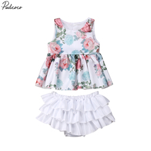 Newborn Infant Baby Girl Clothes Set Floral Vest Strap Dress Tops+ruffle Tutu Pp Shorts Outfit 0-18 Months 2024 - buy cheap