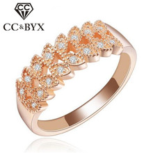 Anéis de casamento e noivado com brilho, cor de ouro rosa, zircônia cúbica, acessórios de joias de moda, presentes cc134 2024 - compre barato