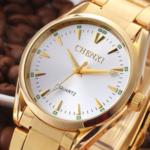 Completo ouro chenxi marca relógio de ouro moda masculina relógio completo aço inoxidável quartzo relógios de pulso atacado chenxi ouro 006b 2024 - compre barato