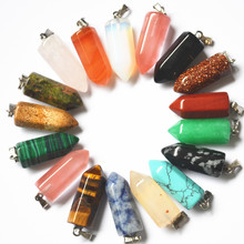 2018 New fashion Assorted Mixed natural stone Charms pillar pendants points for DIY making jewellery 36pcs/lot Wholesale lots 2024 - buy cheap