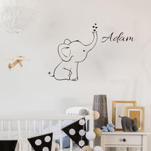 Hot Elephant With Custom Name Wall Sticker Kids Bedroom Decoration Vinyl Art Removable Poster Mural Design Cute Beauty W271 2024 - buy cheap