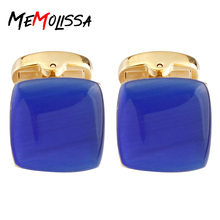 MeMolissa-gemelos de piedra de moda, Color azul, diseño de ópalo, traje de boda comercial, accesorios, gemelos, venta al por mayor 2024 - compra barato